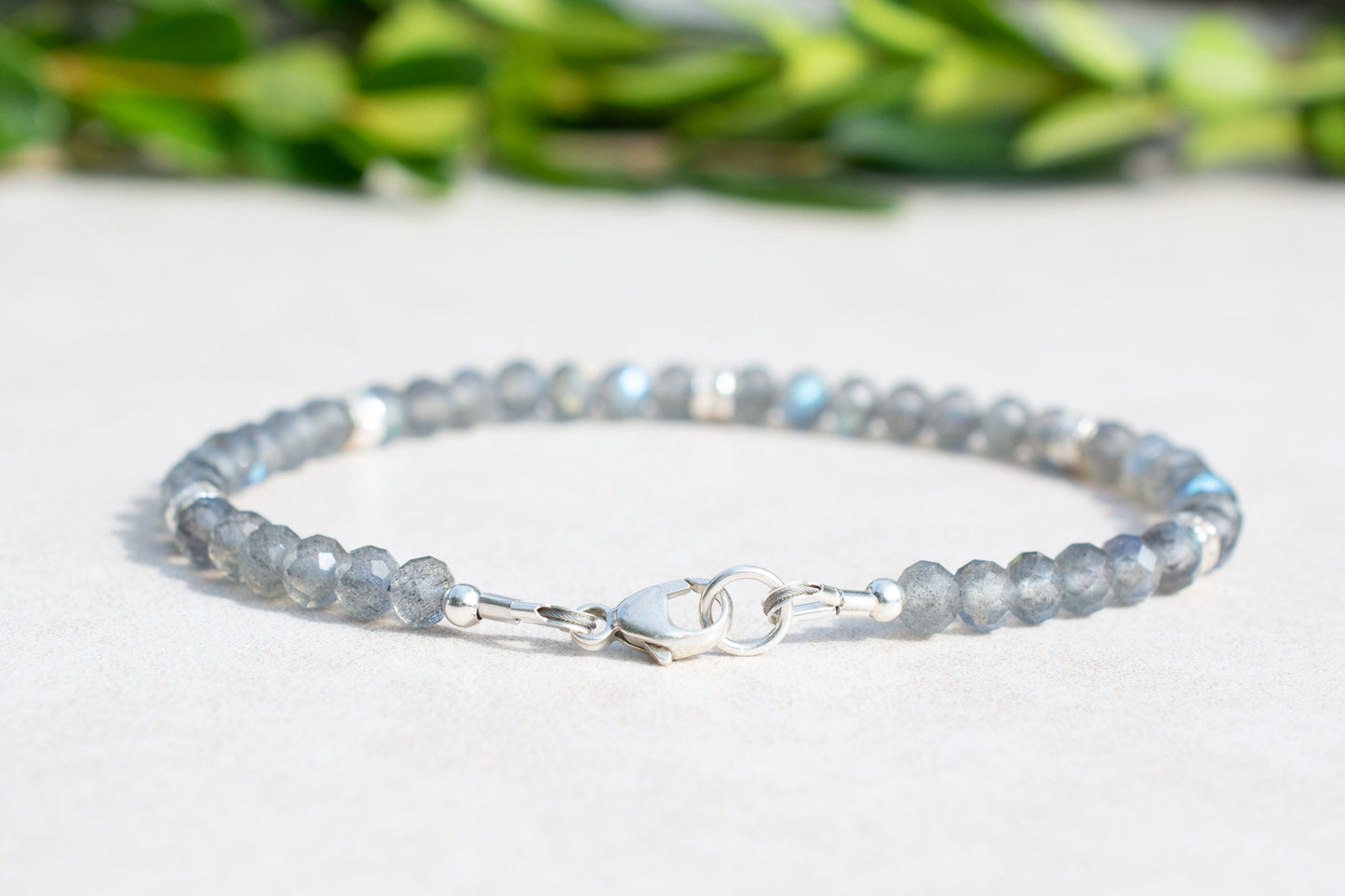 Labradorite & Silver Bead Bracelet