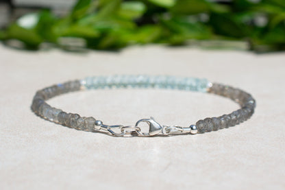 Aquamarine and Labradorite Beaded Bracelet