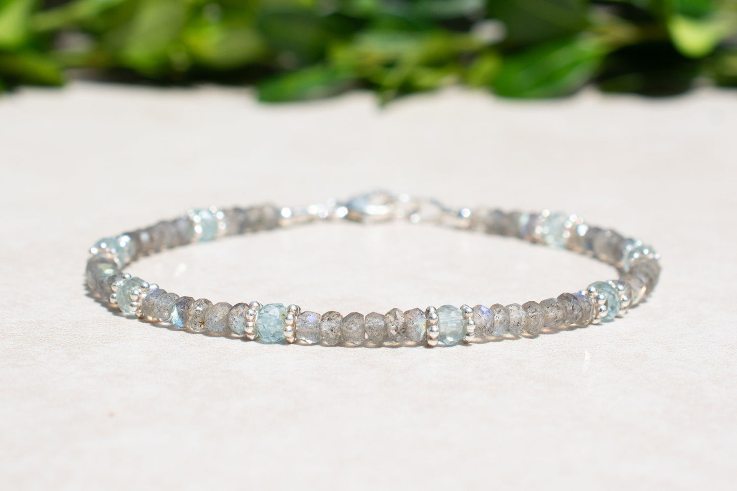 Labradorite & Aquamarine Beaded Bracelet