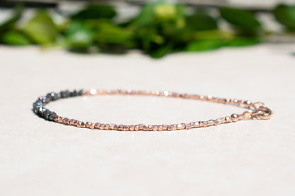 Black Diamond Bracelet with Rose Gold Beads