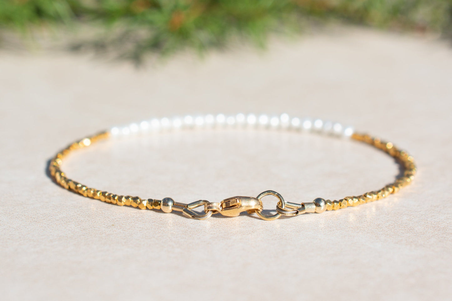 Gold Vermeil & Freshwater Pearl Bead Bracelet