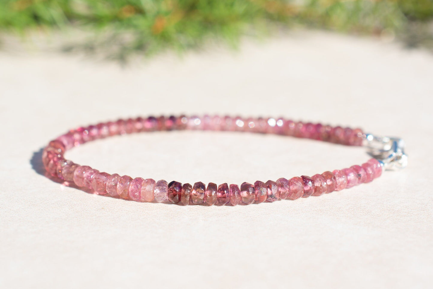 Pink Tourmaline Beaded Bracelet