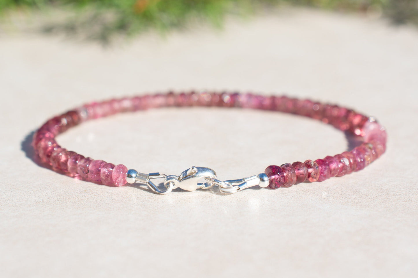 Pink Tourmaline Beaded Bracelet