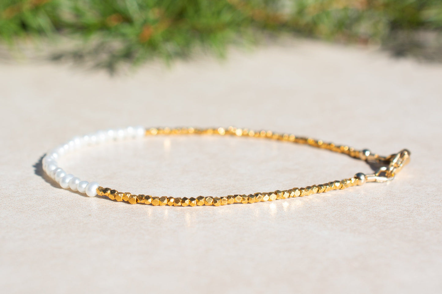 Gold Vermeil & Freshwater Pearl Bead Bracelet