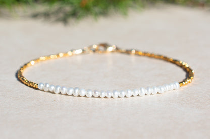 Gold Vermeil & Freshwater Pearl Bead Bracelet