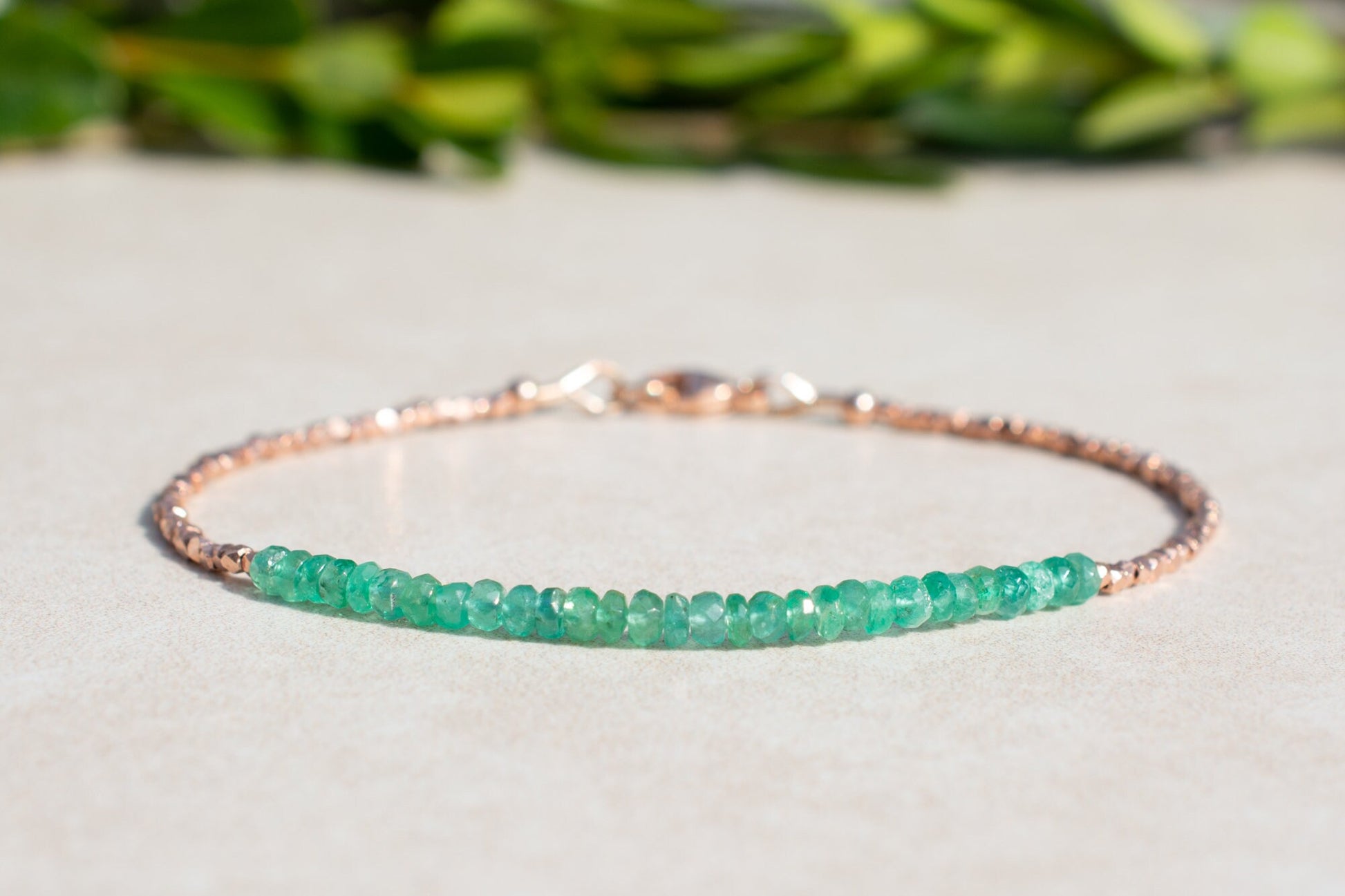 Emerald Gemstone Beaded Bracelet - The May Birthstone