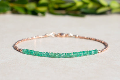 Emerald Gemstone Beaded Bracelet - The May Birthstone