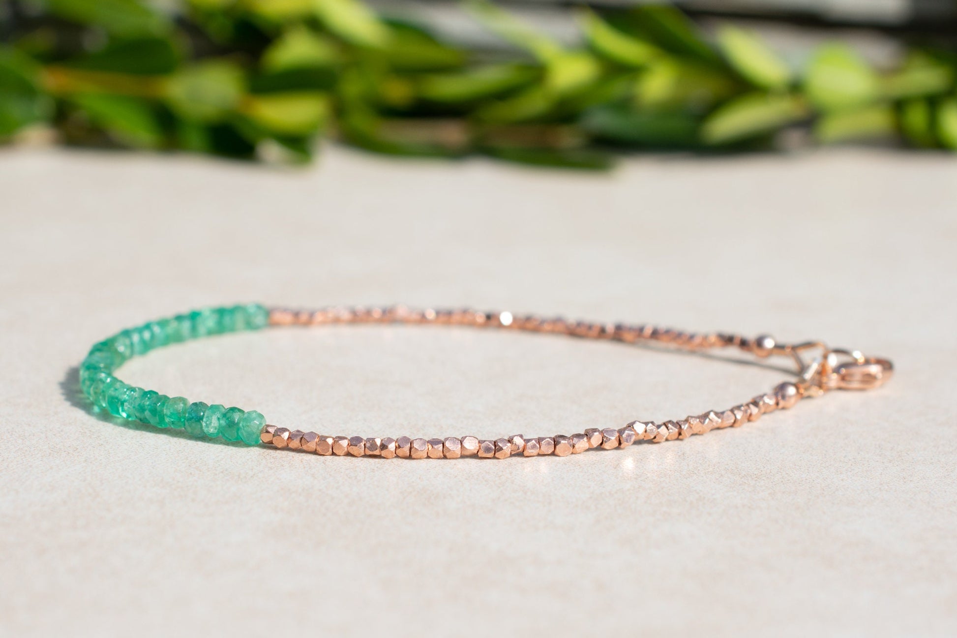 Emerald Gemstone Beaded Bracelet - The May Birthstone