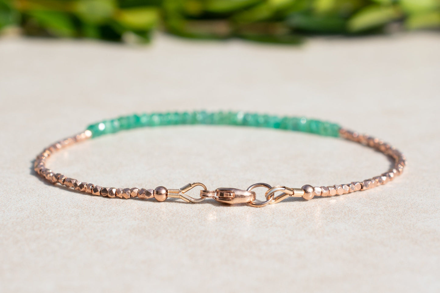 Emerald Gemstone Beaded Bracelet - The May Birthstone