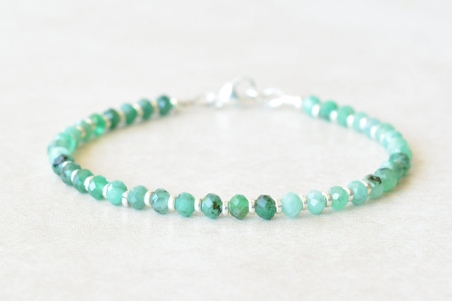 Emerald Shaded Beaded Birthstone Bracelet For May