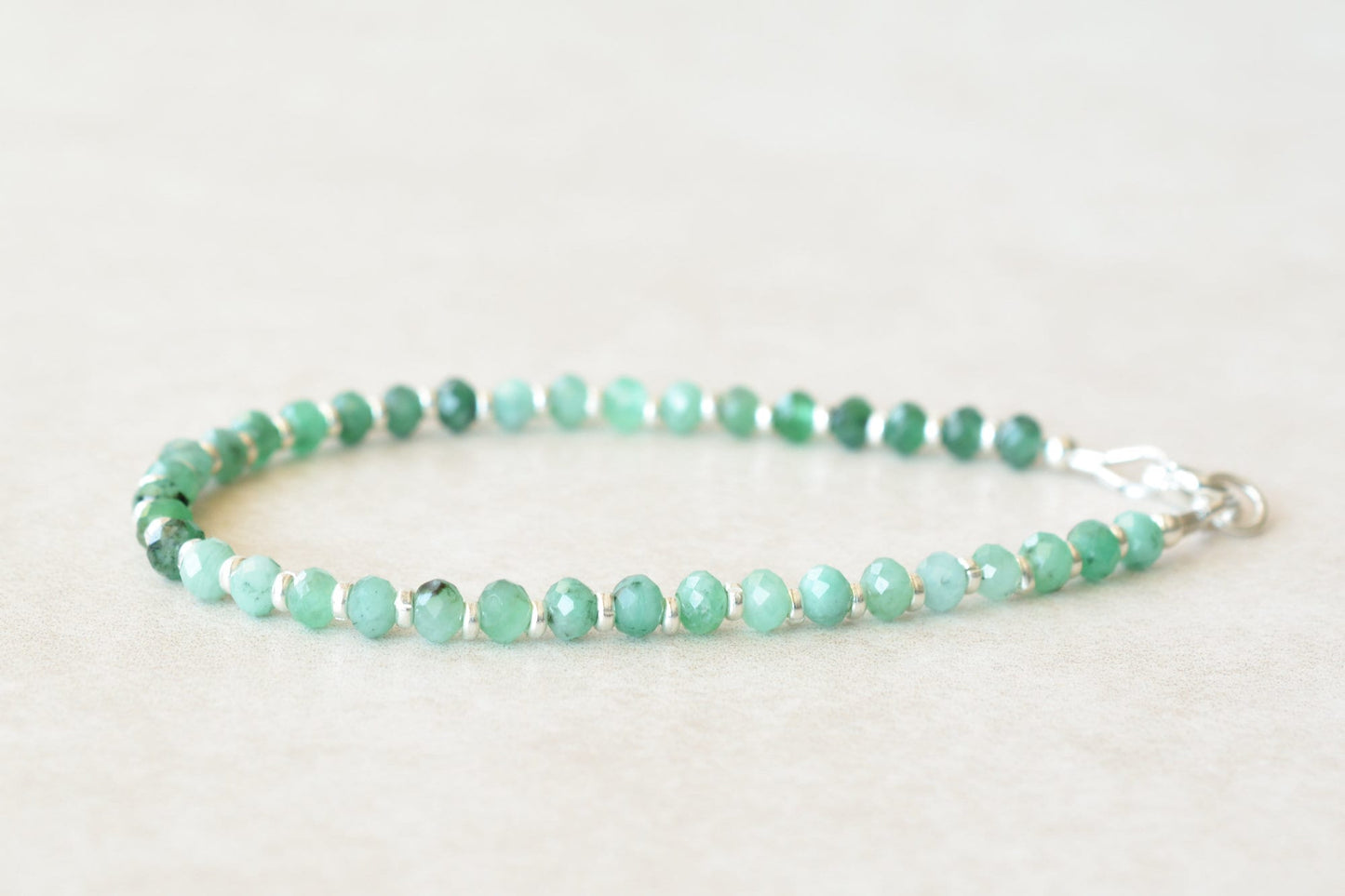 Emerald Shaded Beaded Birthstone Bracelet For May