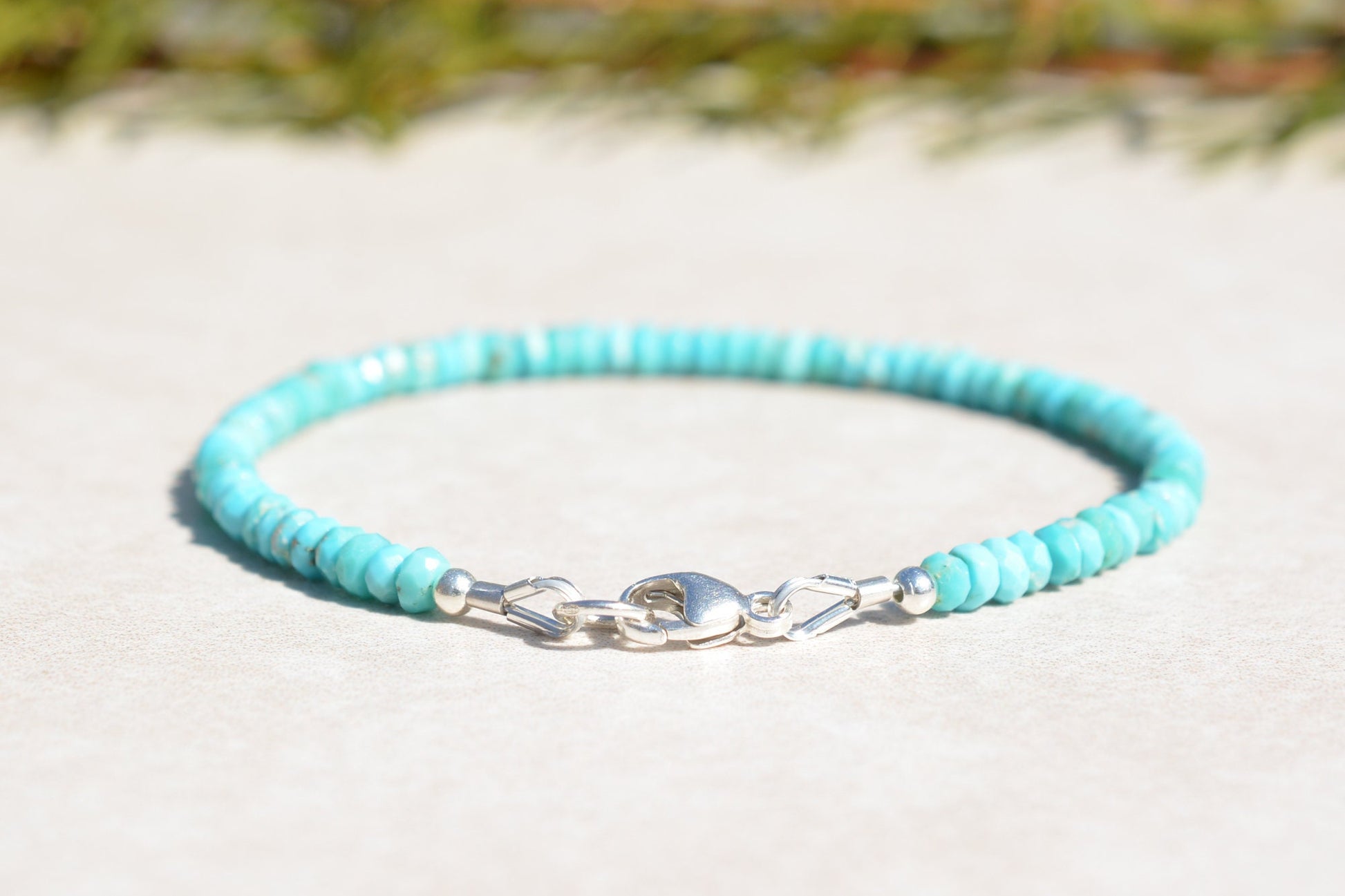 Sleeping Beauty Turquoise Gemstone Beaded Bracelet