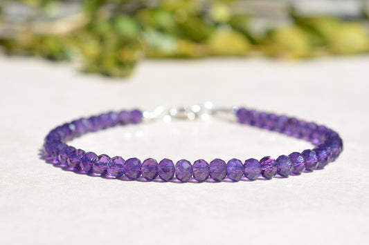 Amethyst Gemstone Bracelet with Silver Clasp