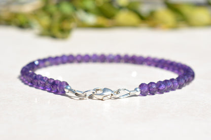 Amethyst Gemstone Bracelet with Silver Clasp