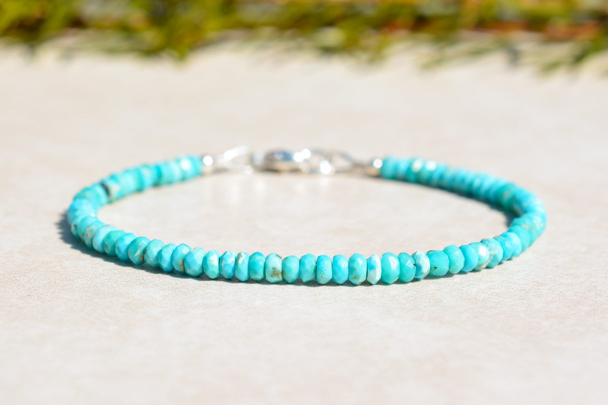 Sleeping Beauty Turquoise Gemstone Beaded Bracelet