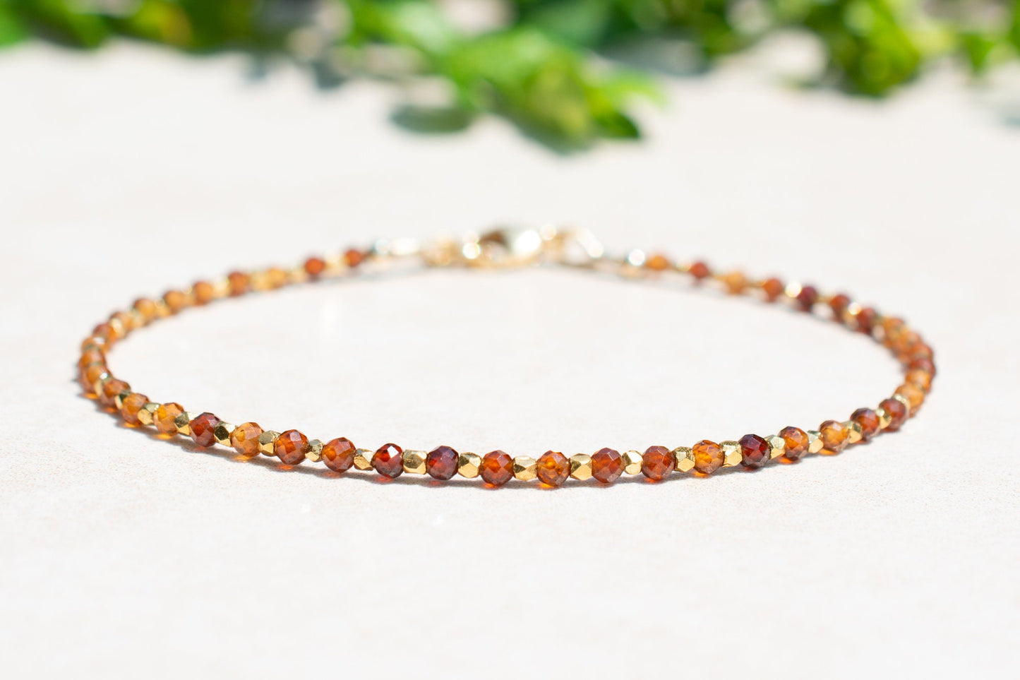 Orange Hessonite Garnet Gemstone Bracelet