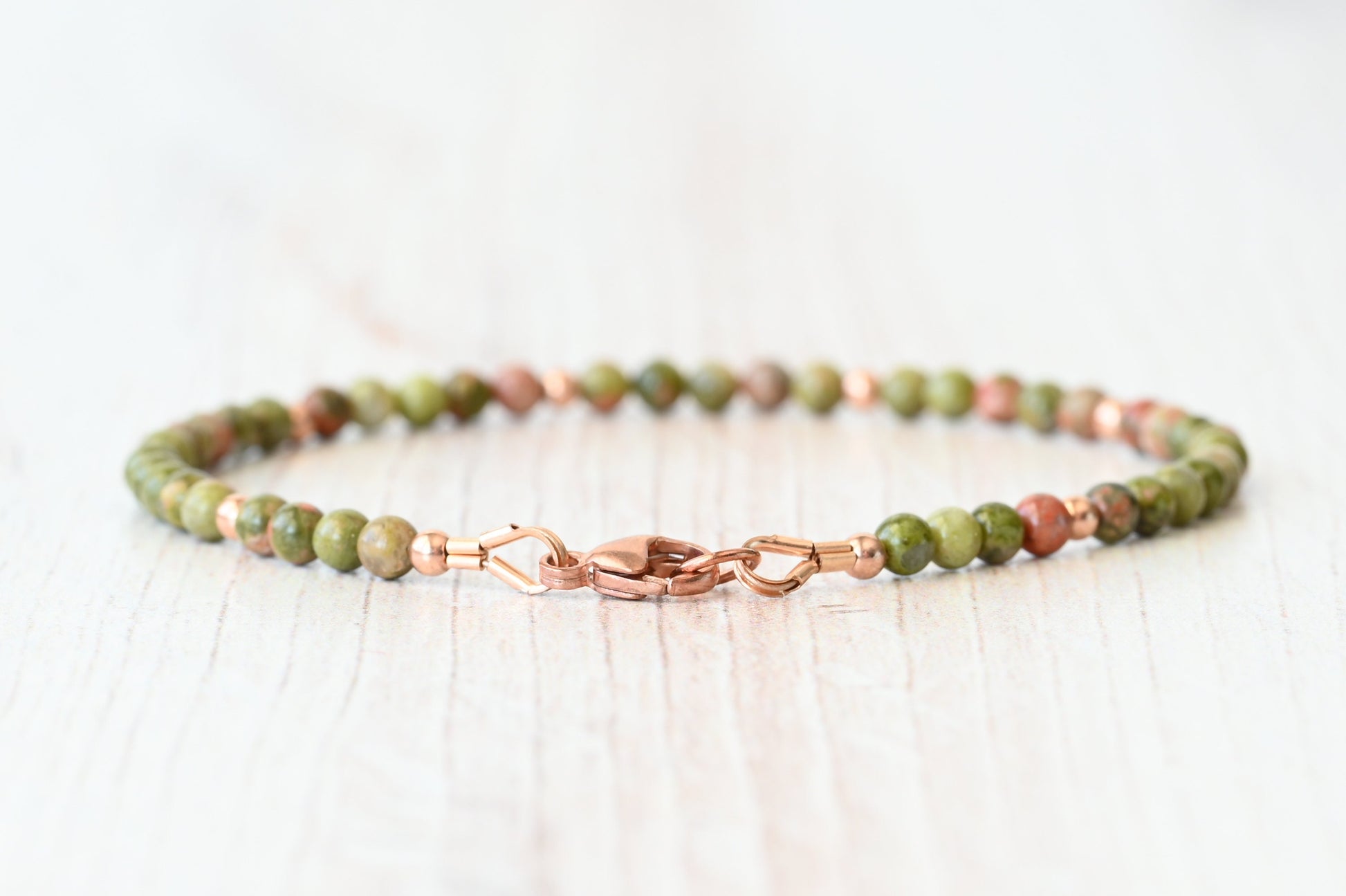 Unakite Beaded Bracelet for Healing & Meditation