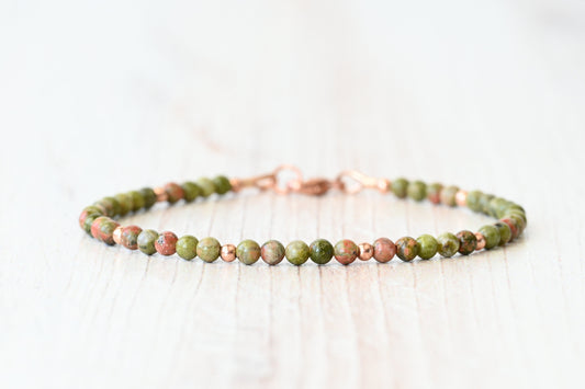 Unakite Beaded Bracelet for Healing & Meditation