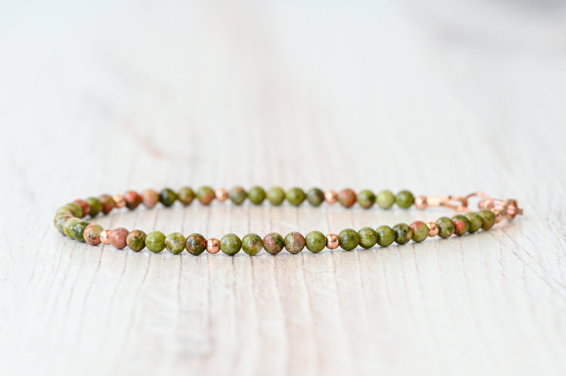 Unakite Beaded Bracelet for Healing & Meditation