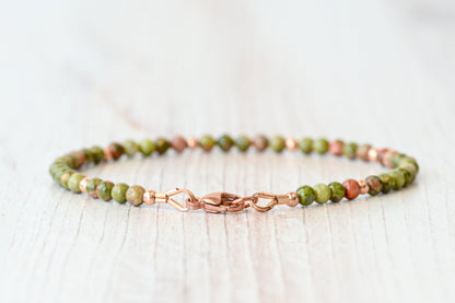 Unakite Beaded Bracelet for Healing & Meditation