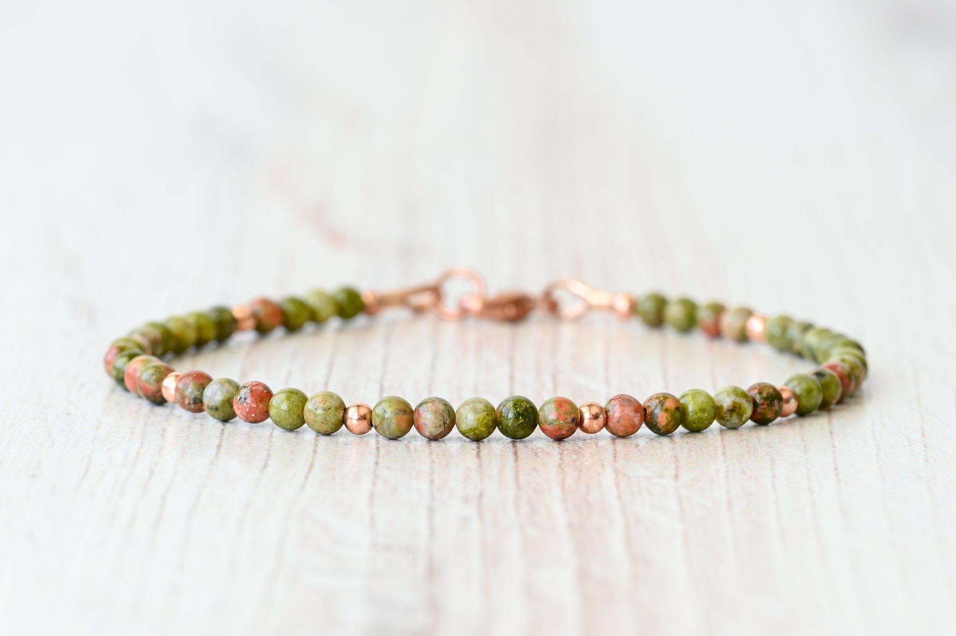 Unakite Beaded Bracelet for Healing & Meditation