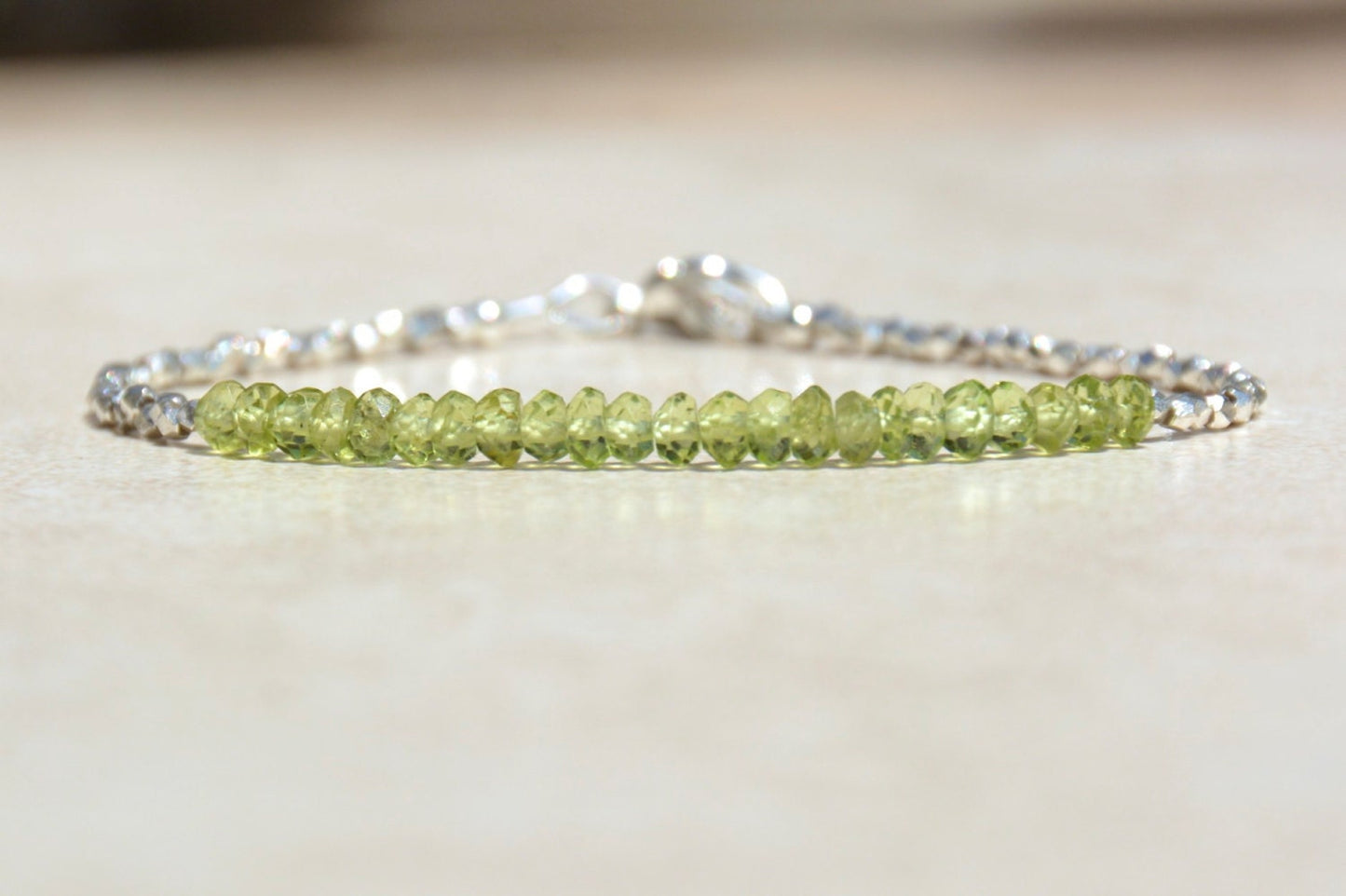 Peridot Gemstone Beaded Bracelet